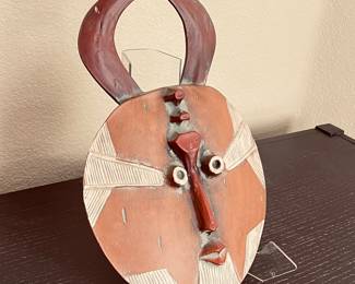 -Vintage African Tribal Mask Painted Ethnic Art Sculpture