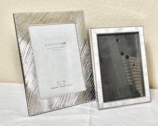Lot #128 - Italian Modern Argento SC Sterling Silver Photo Frame + Mother of Pearl and Silver Frame