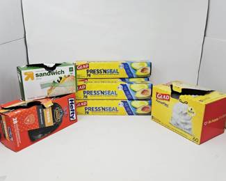 Glad Press'n Seal Cling Wrap Storage Bags Trash Bags Assorted Kitchen Supplies Lot