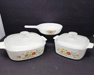 Vintage Corning Ware Wildflower Casseroles & Saute Pan
