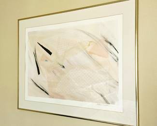  Framed Neutral Abstract Art Signed Modern Wall Decor 24x31