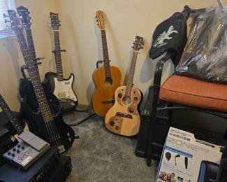 Electric and acoustic guitars
