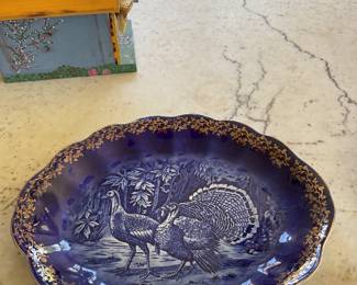 Blue transfer ware platter