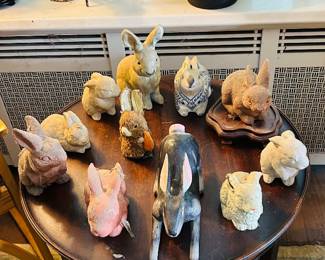 Large Rabbit Collection, Porcelain, Wood, and other compositions