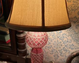 Cranberry Glass Table Lamp