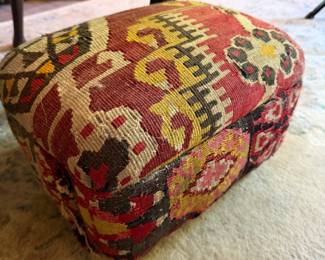 Foot Stool Wrapped in Kilim Rug