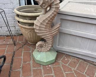 Cast stone sea horse 