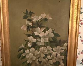 Vintage Dogwood Blossoms Oil Painting
