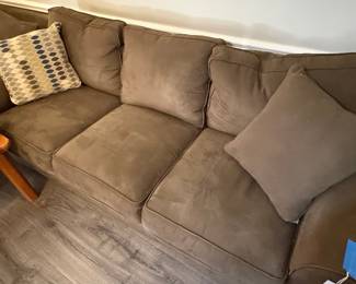 Olive Microfiber Sofa with Loose Back Cushions