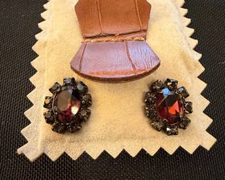 Vintage Bohemian Garnet Cluster Earrings