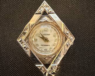 Lucerna Art Deco Marcasite and Crystal Pendant Watch
