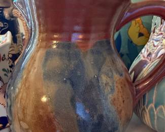 Stoneware Pitcher with Glazed Drip Glaze