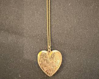 Vintage Engraved Heart Locket Necklace