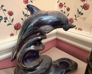 Blue Mountain Pottery Dolphin Candle Holder