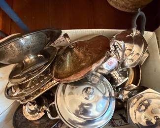 Assorted Silver-Plated Serving Pieces and Utensils