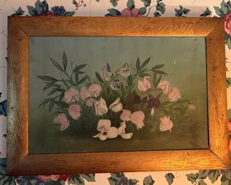 Vintage Sweet Pea Floral Painting