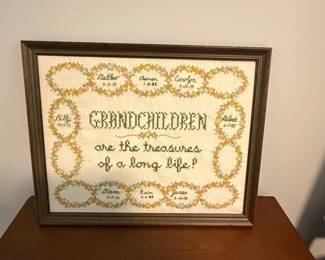 Personalized "Grandchildren" Cross-Stitch Framed Art