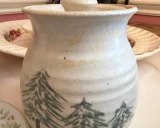 Hand-Painted Ceramic Jar with Tree Motif