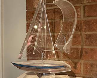 Will Grant Signed Acrylic Sailboat Sculpture