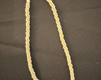 Vintage Twisted Seed Pearl Necklace with Single Pearl Clasp
