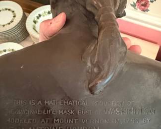 Mathematical Reduction Life Mask Bust of George Washington by Jean-Antoine Houdon, "SWORN TO BY William F. H. Hurd 1925"