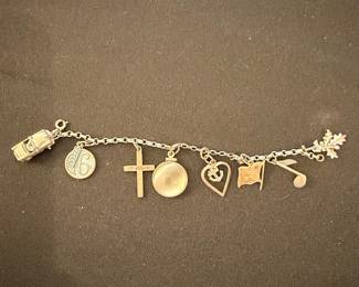 Sterling Silver Charm Bracelet with Assorted Charms