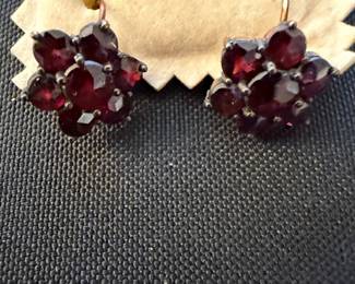 Victorian Bohemian Garnet Cluster Earrings
