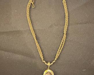 Victorian Gold-Filled Locket Necklace with Double Chain
