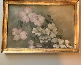 Vintage Dogwood Oil Painting
