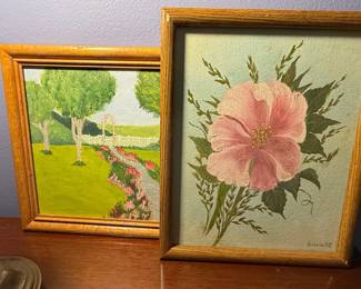 Bimm '92 Floral and Garden Landscape Paintings (Pair)
