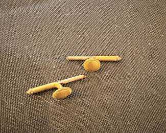 Vintage Gold-Toned Knurled Round Top Cufflinks