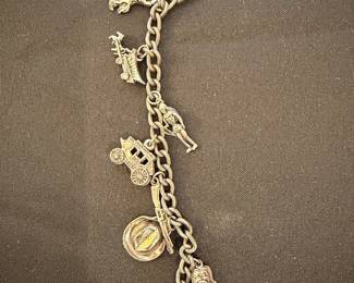 Vintage Sterling Silver Western Themed Charm Bracelet