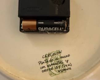 Cercelon Hand-Painted Ceramic Wall Clock with 24k Gold Accents