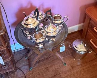 Silver Plated Tea Set with Tray and Tureen