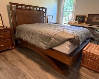 Modern Platform Bed Frame with Upholstered Headboard