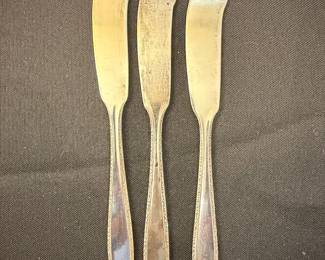 Set of Three Silver-Plated Butter Knives