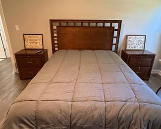 Modern Platform Bed Frame with Upholstered Headboard