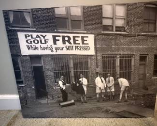 Vintage Photograph: "Play Golf Free While Having Your Suit Pressed" - David Rapaport