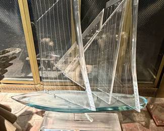 Eugene Brignola Acrylic Sailboat Sculpture