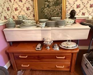 Victorian Porcelain Tea Set with Silver-Plated Serving Pieces