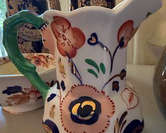 Gaudy Welsh Pitcher with Floral Design