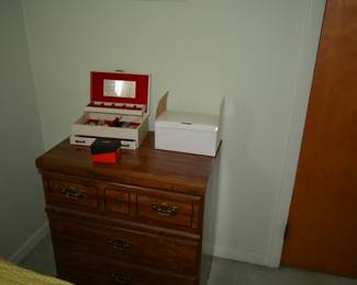 NIGHT STAND AND COSTUME JEWLRY, TIMEX WATCHES