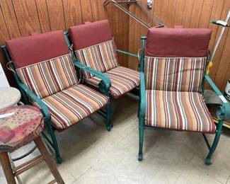 3 Lawn Chairs with Cushions