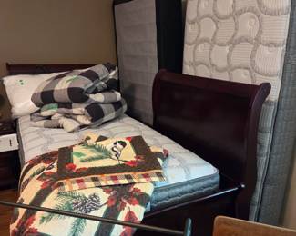 Twin sleigh bedroom set with night stand- two