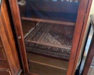 Wood Glass Display Cabinet Open Door Detail