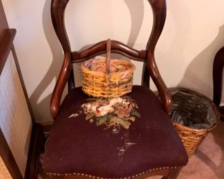 Victorian Balloon Back Side Chair Upholstered Seat