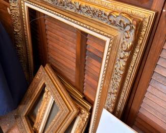 Ornate Gold Picture Frames Lot Carved Wood Gilded Vintage Wall Art Decor Various Sizes