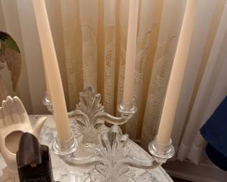 Silver Candelabra Taper Candles Multi-Arm