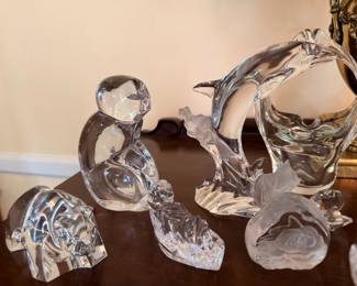 Crystal Glass Animal Figurines Dolphin Cat Collection