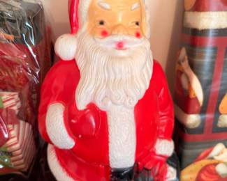 Vintage Ceramic Santa Claus Figurines Large Red Suit Christmas Holiday Collectibles